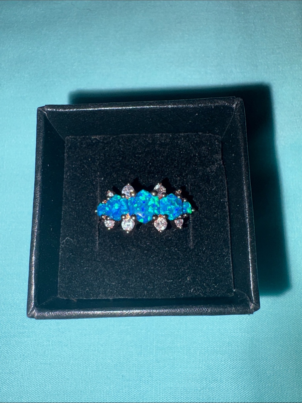 RBP4680 Oh So Sweet Rose Gold/Blue/Green Opal Ring Size 7 NWT